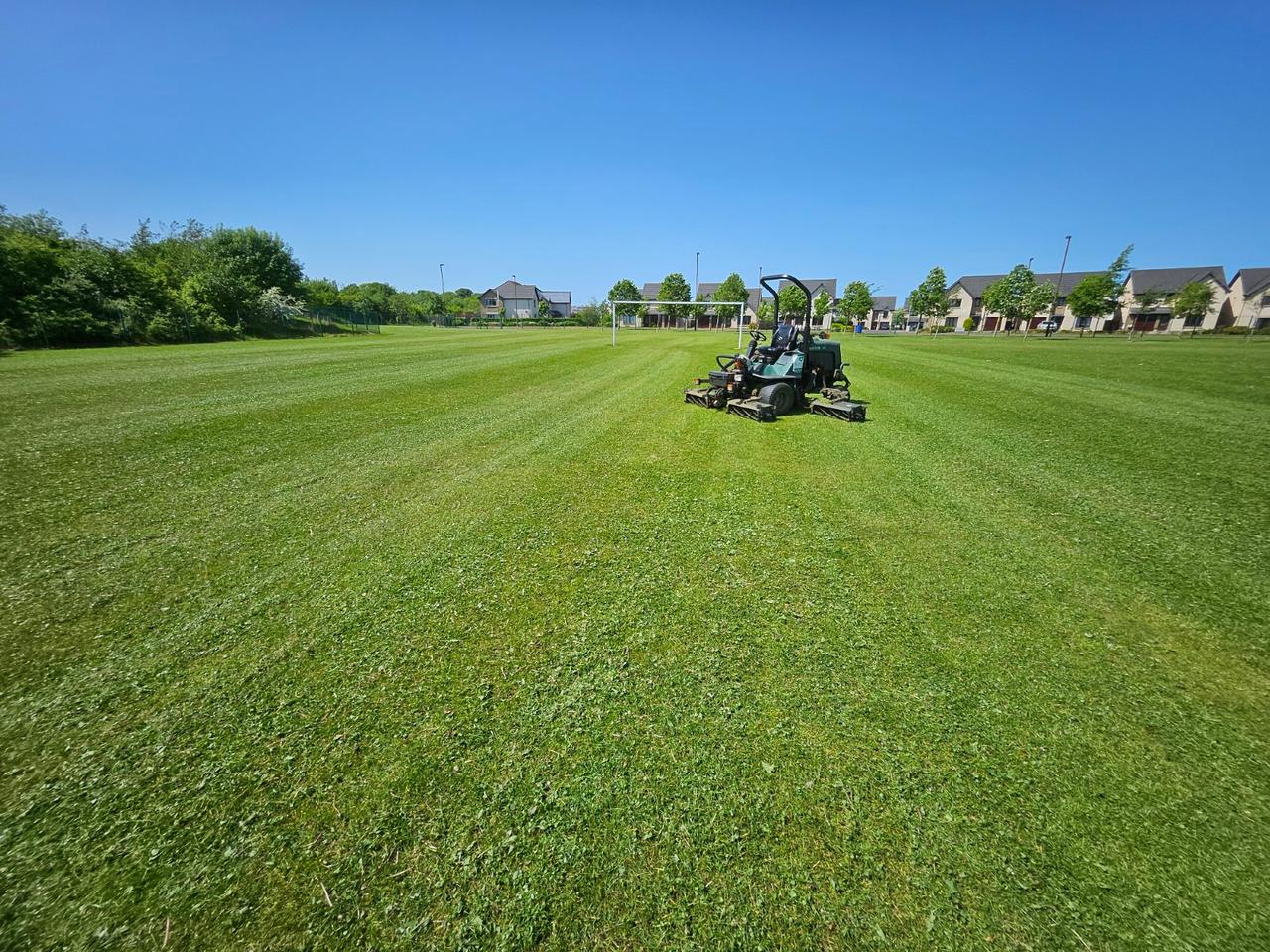 Freshly mown football pitch