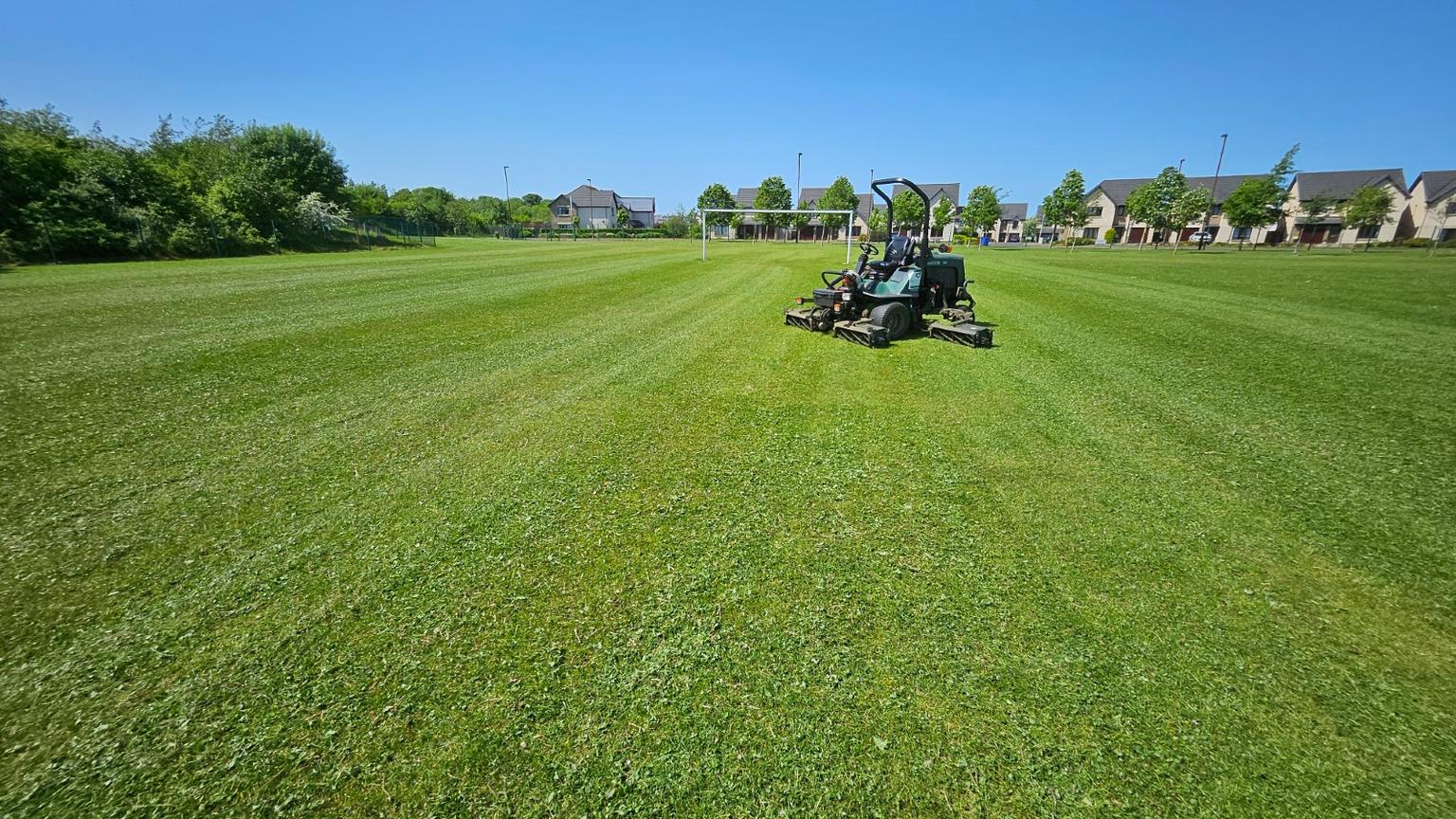 Freshly mown football pitch