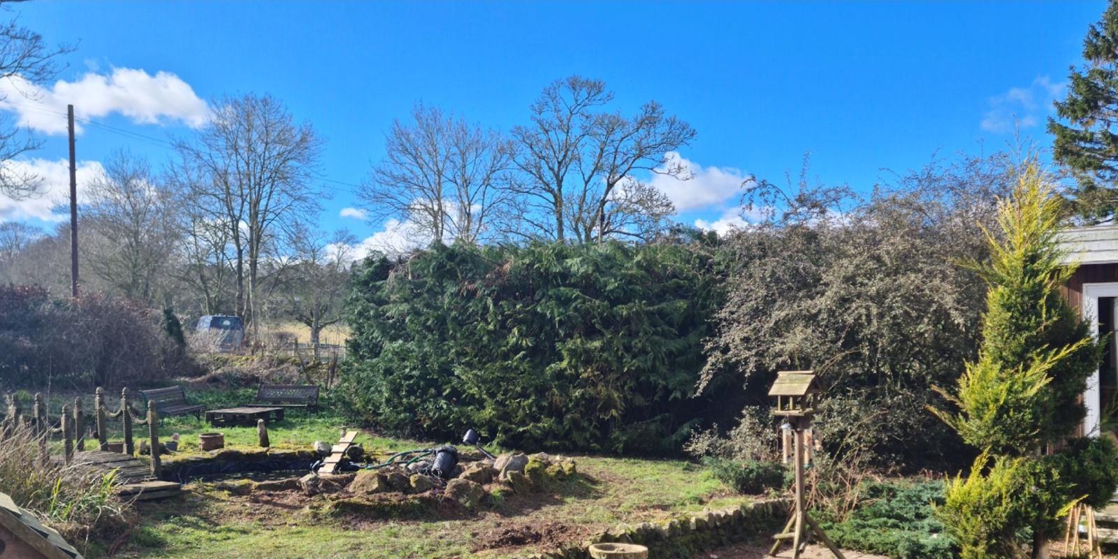 Same garden cleared with a mown lawn and tidy edges